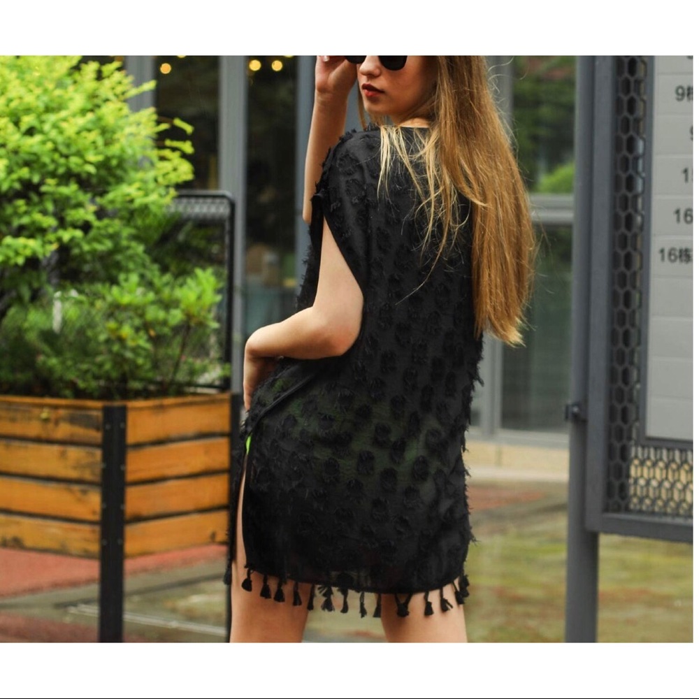 Black Tassels Swimsuit Cover Up - Picture 2 of 4